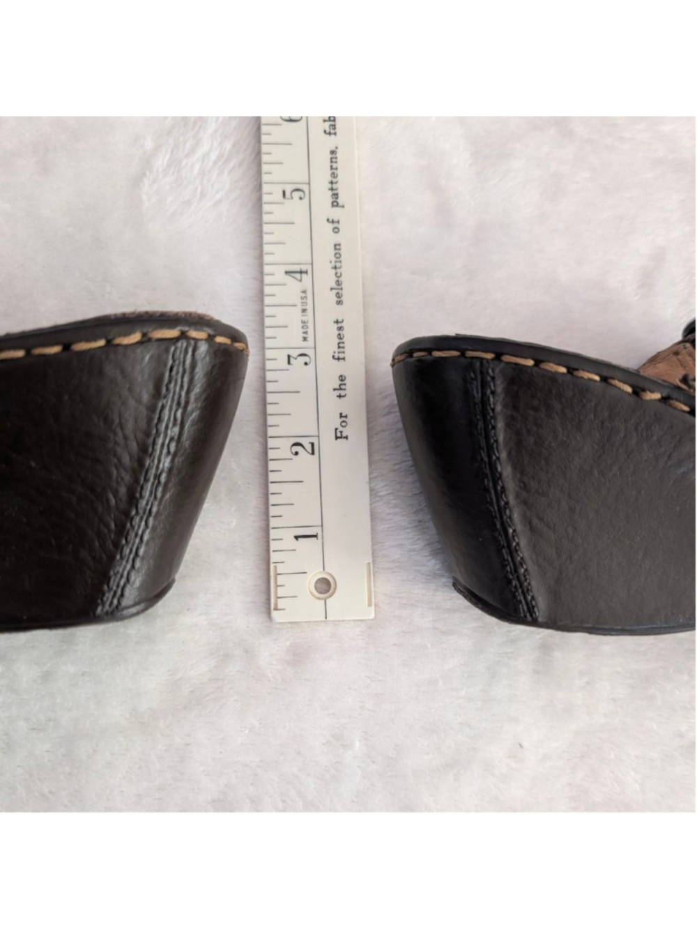 Born Espresso Brown Leather Wedge Sandals Size 6 - Picture 7 of 9
